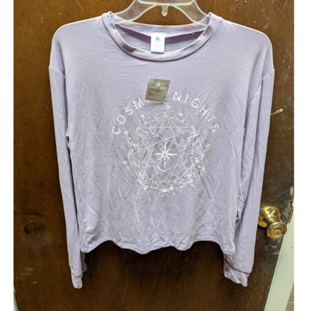 NEW cozy rozy purple top long sleeve Cosmic Nights Size Small